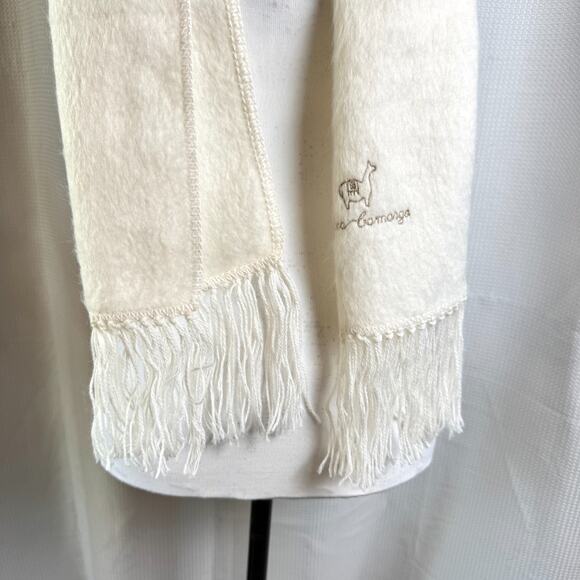 Alpaca Camargo Very Soft Ivory Tassel 76x9" Scarf Wrap Cozy Peruvian Wool EUC - Picture 7 of 7